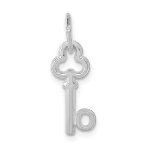 14k White Gold, Hannah Collection, Mini Initial O Shamrock Key Charm